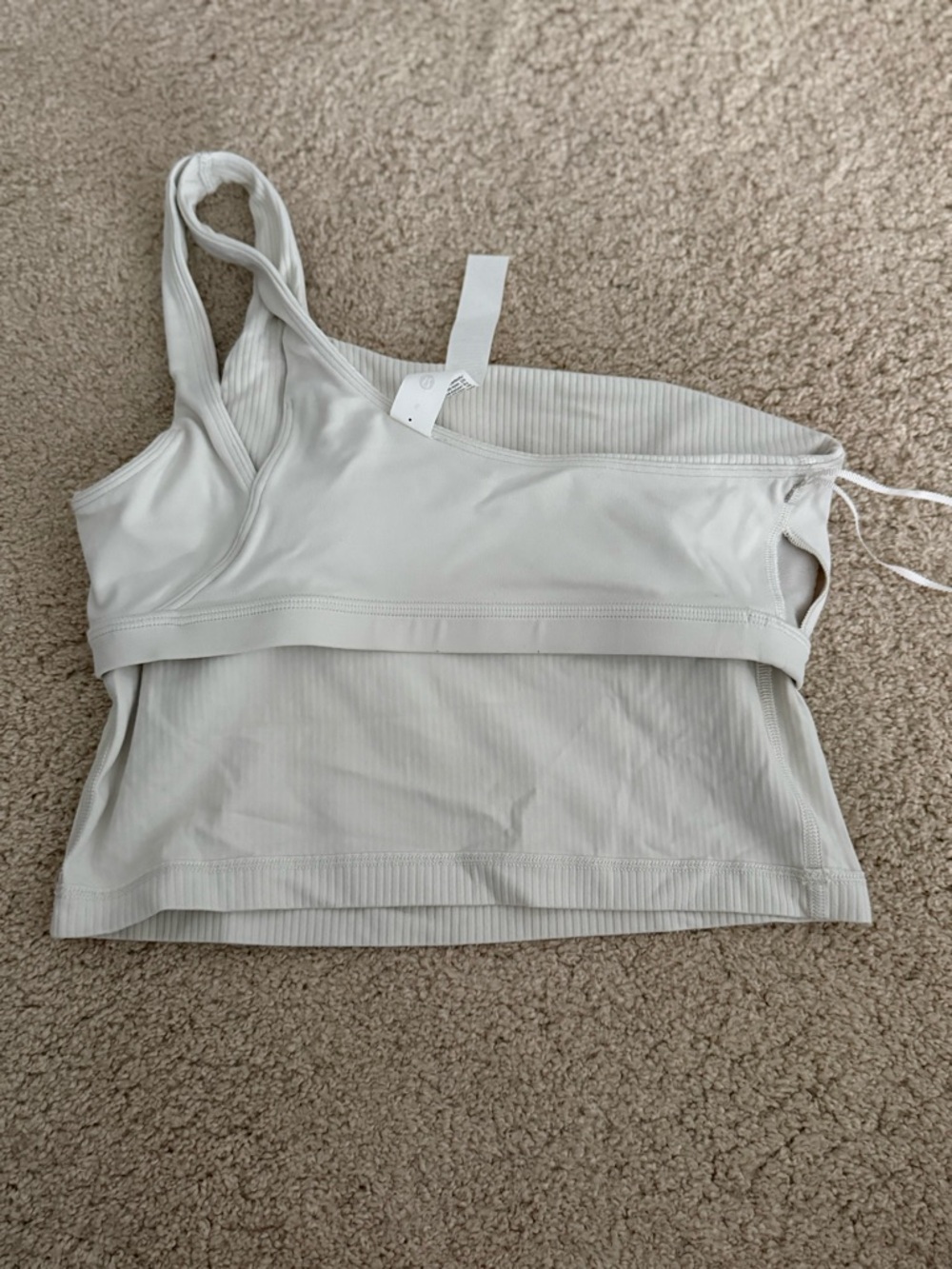lululemon athletica Asymmetric Ribbed One-Shoulder Crop Top in Bone - Picture 5 of 6